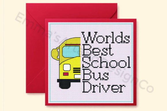 Best Bus Driver, School Cross Stitch Card
