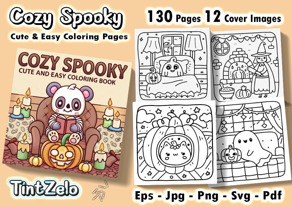 Cozy Spooky: Cute and Easy Coloring Book