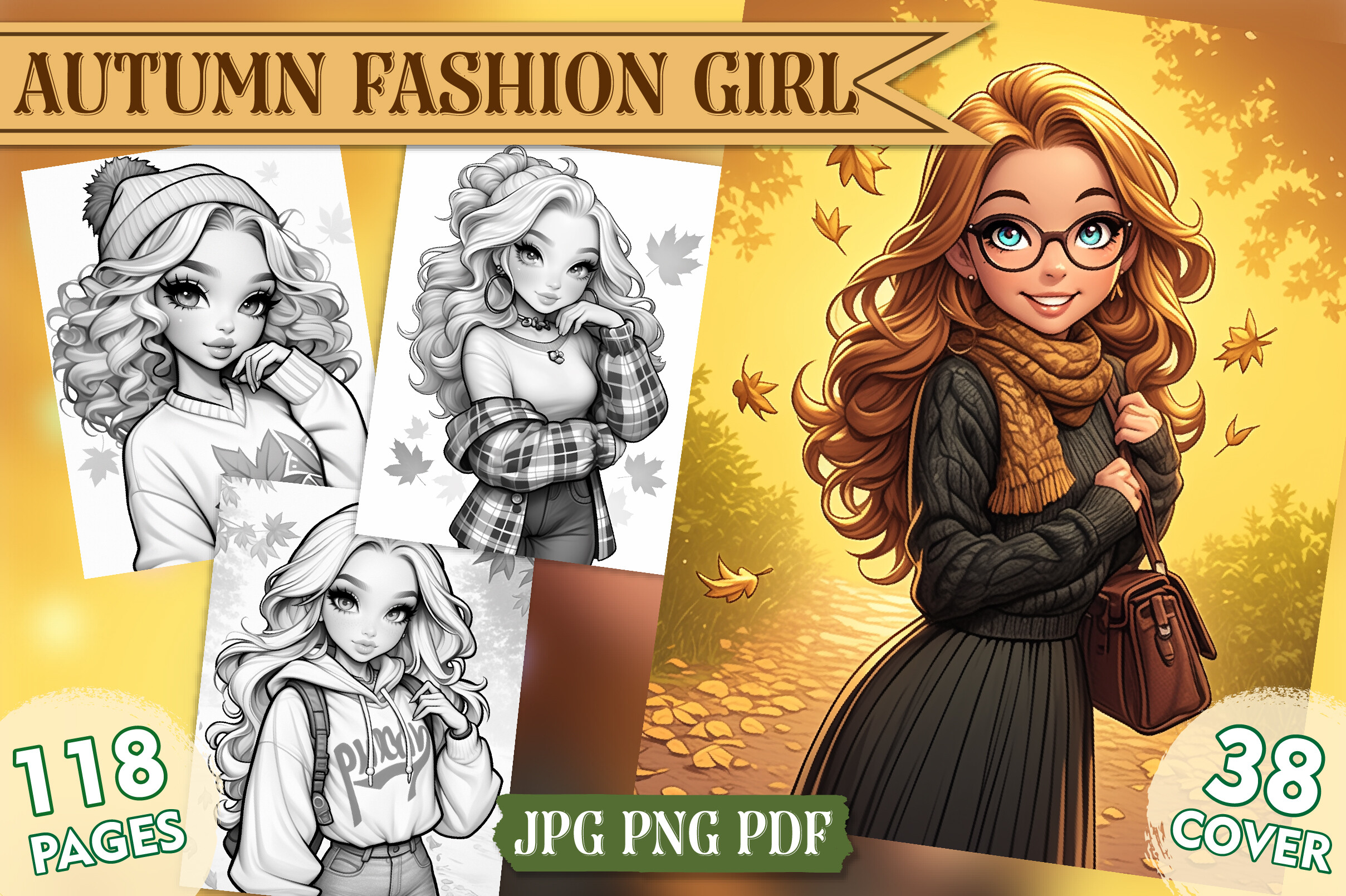 Cute Autumn Fashion Girl Coloring Vol-01
