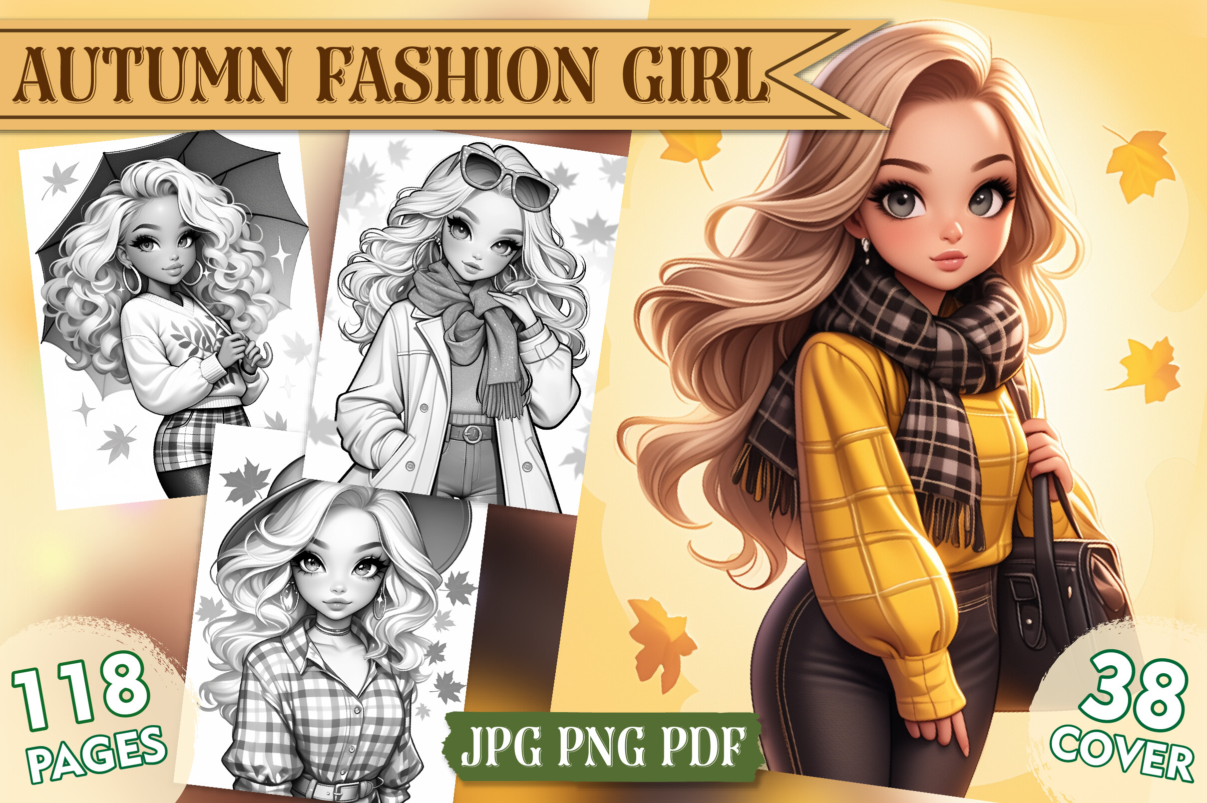 Cute Autumn Fashion Girl Coloring Vol-02