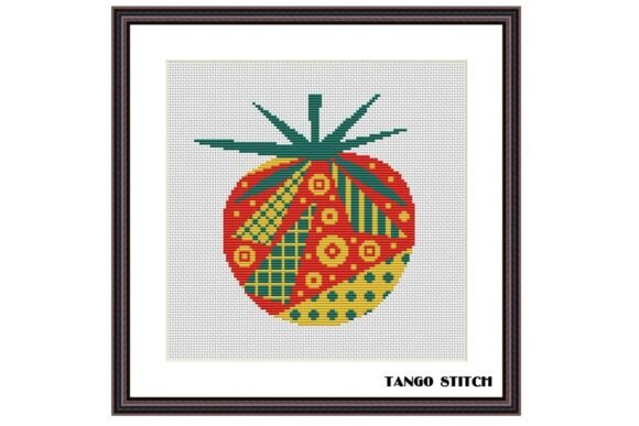 Geometric Tomato Cross Stitch Pattern