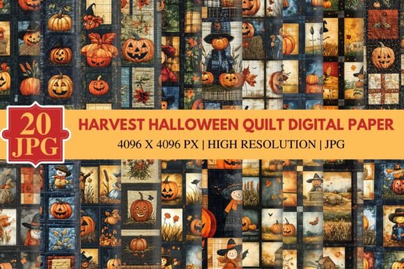 Harvest Halloween Quilt Digital Paper