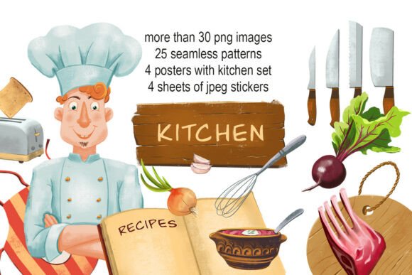 Kitchen Commotion Graphic Illustrations By toshka81