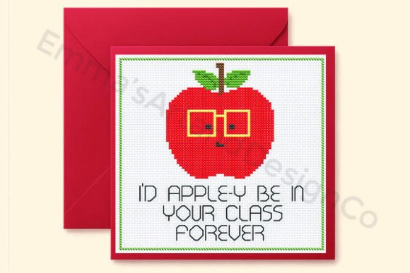 School Cross Stitch Card