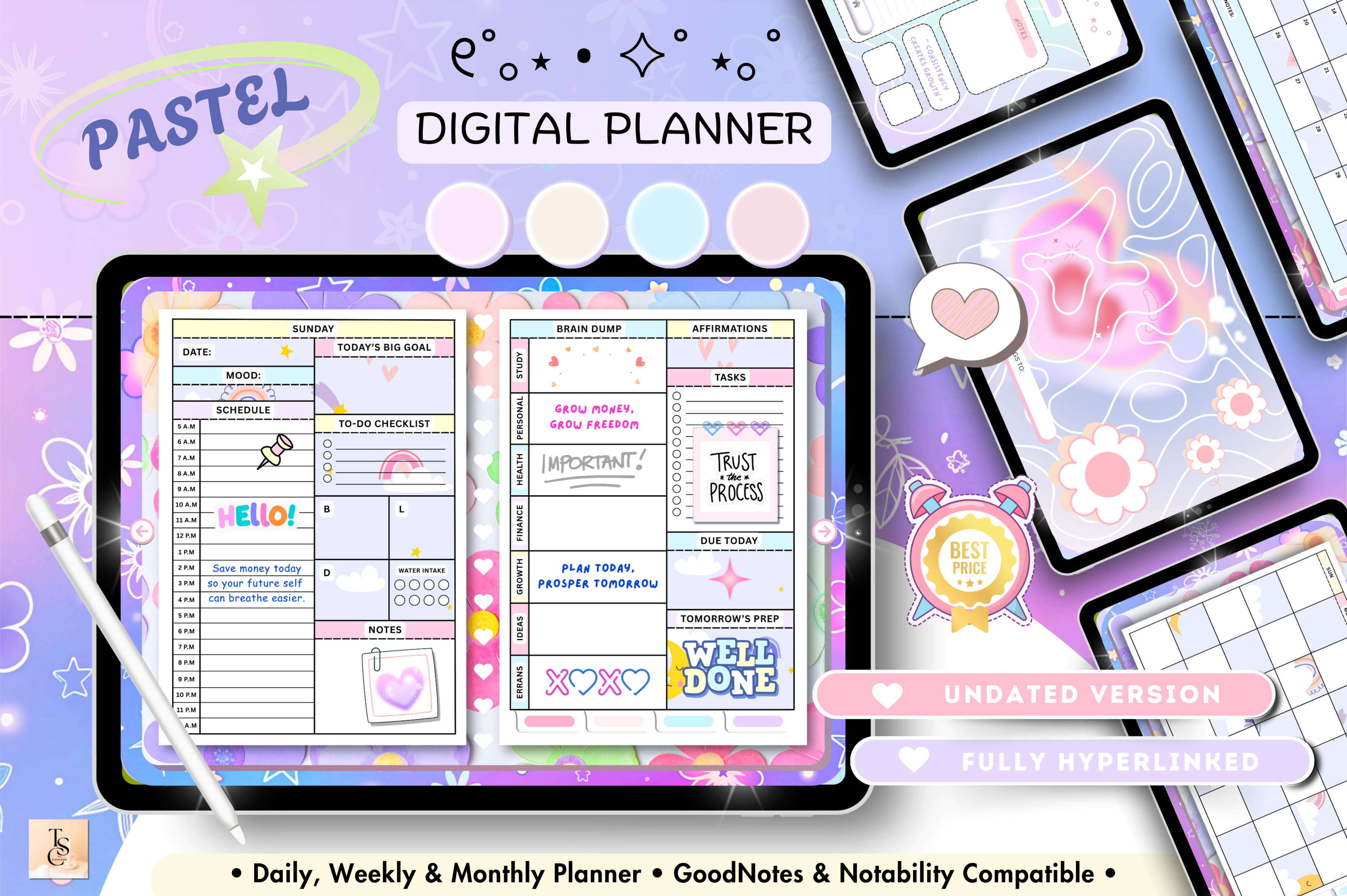 Starlight Purple Pastel Digital Planner