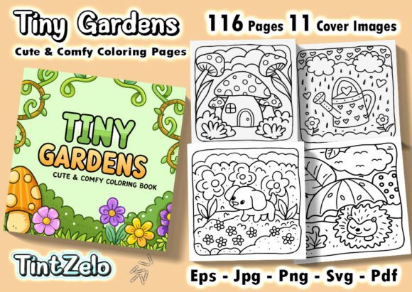 Tiny Gardens Cute & Comfy Coloring Pages