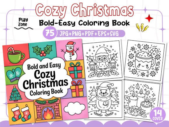 Bold Easy Cozy Christmas Coloring Pages