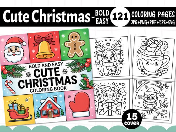 Bold Easy Cute Christmas Coloring Pages