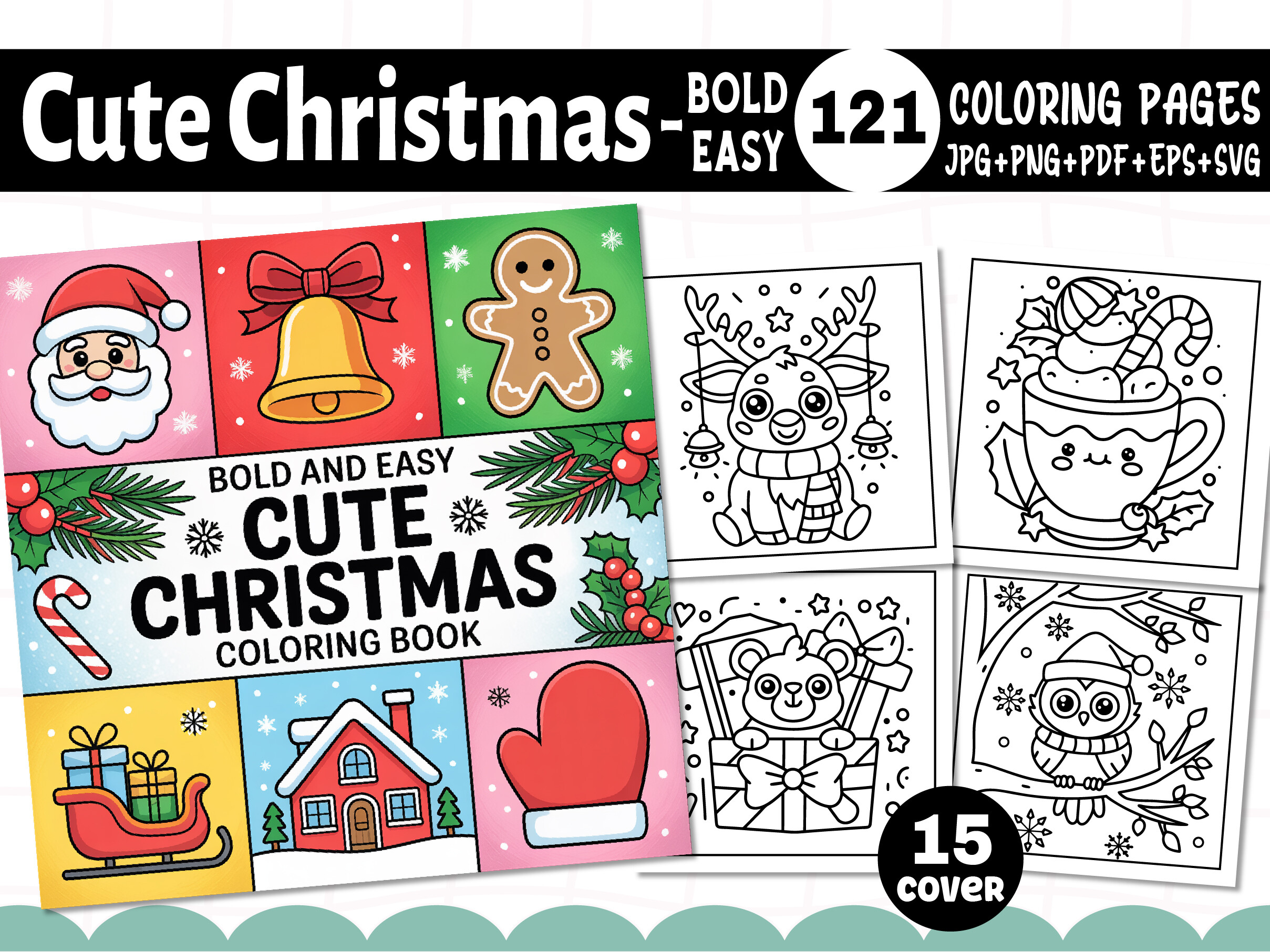Bold Easy Cute Christmas Coloring Pages