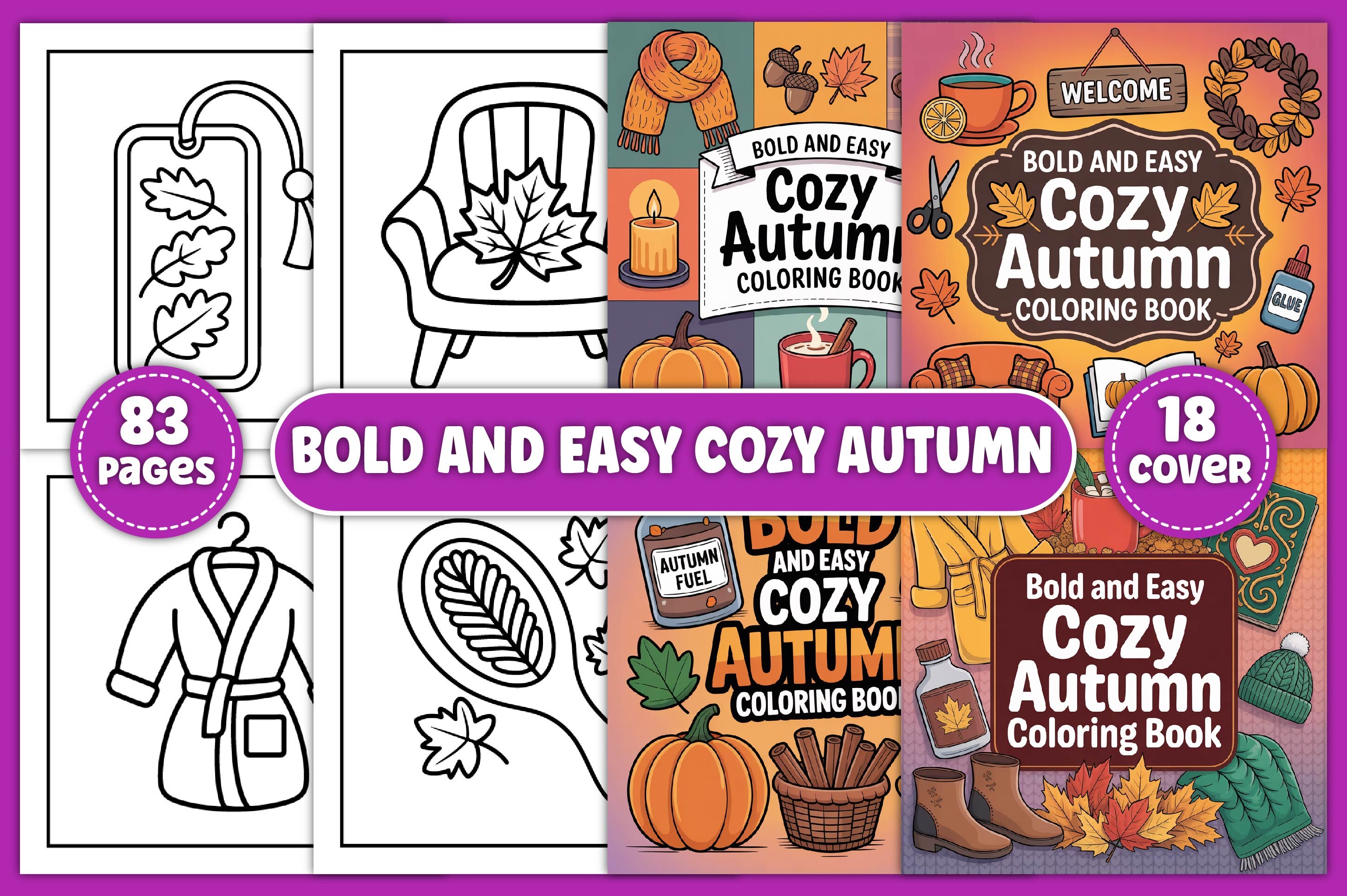Bold and Easy Cozy Autumn Coloring Pages