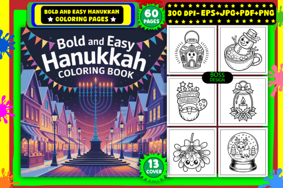 Bold and Easy Hanukkah Coloring Pages