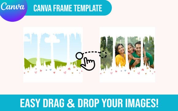Editable brushstroke Canva frame template design