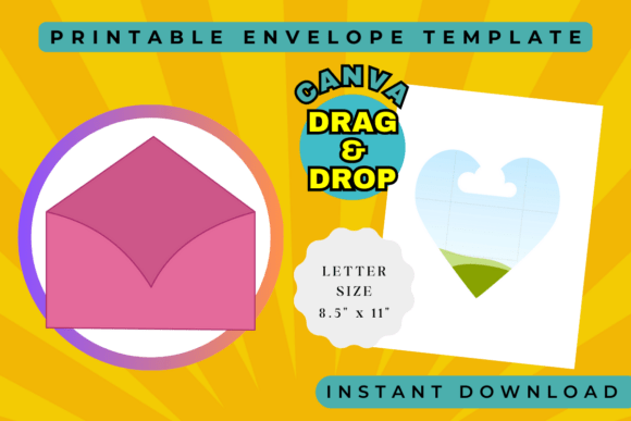 Editable heart envelope template in Canva for love notes and invitations