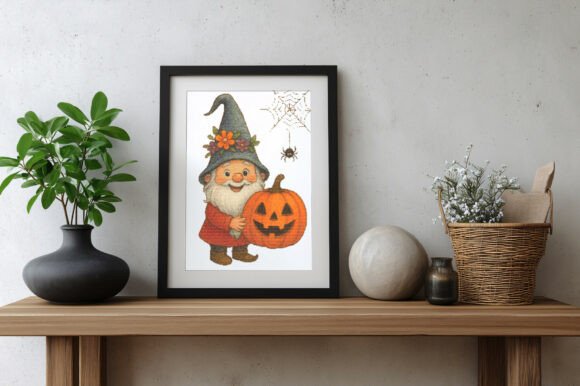 Cheerful Halloween Gnome with Pumpkin