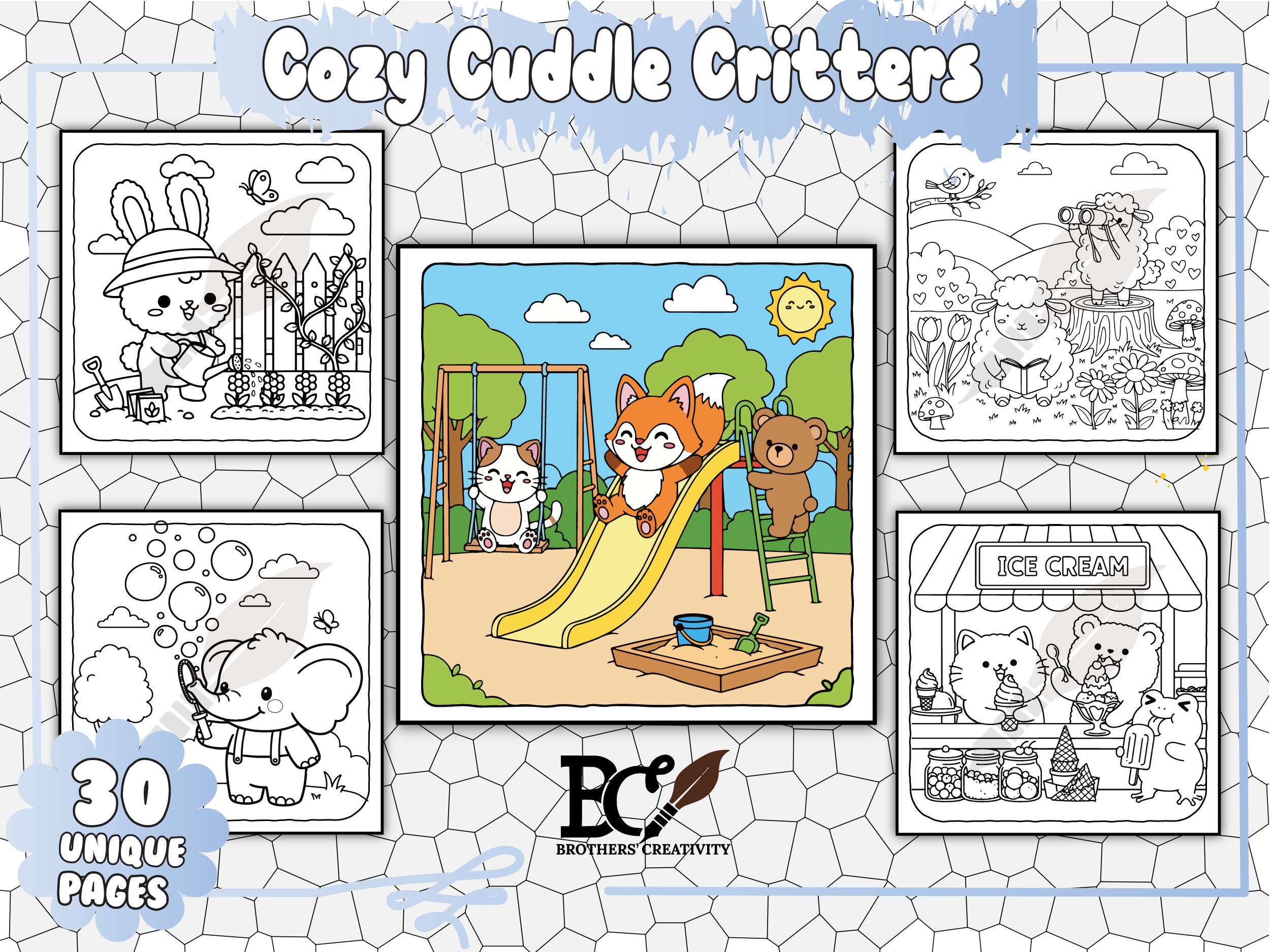 Cozy Cuddle Critters Coloring Pages