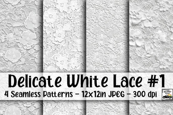 Delicate White Lace Digital Papers #1