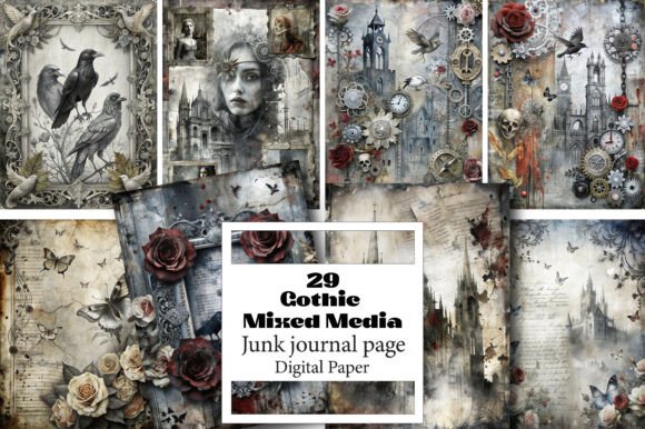 Gothic Mixed Media Junk Journal Pages Graphic by Vintage · Creative Fabrica