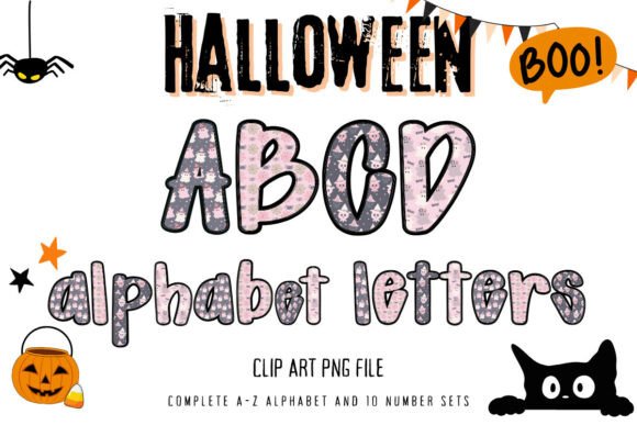 Halloween Alphabet Cute Spooky Letters_8 Grafika Ilustracje do Druku Przez paepaeshop168
