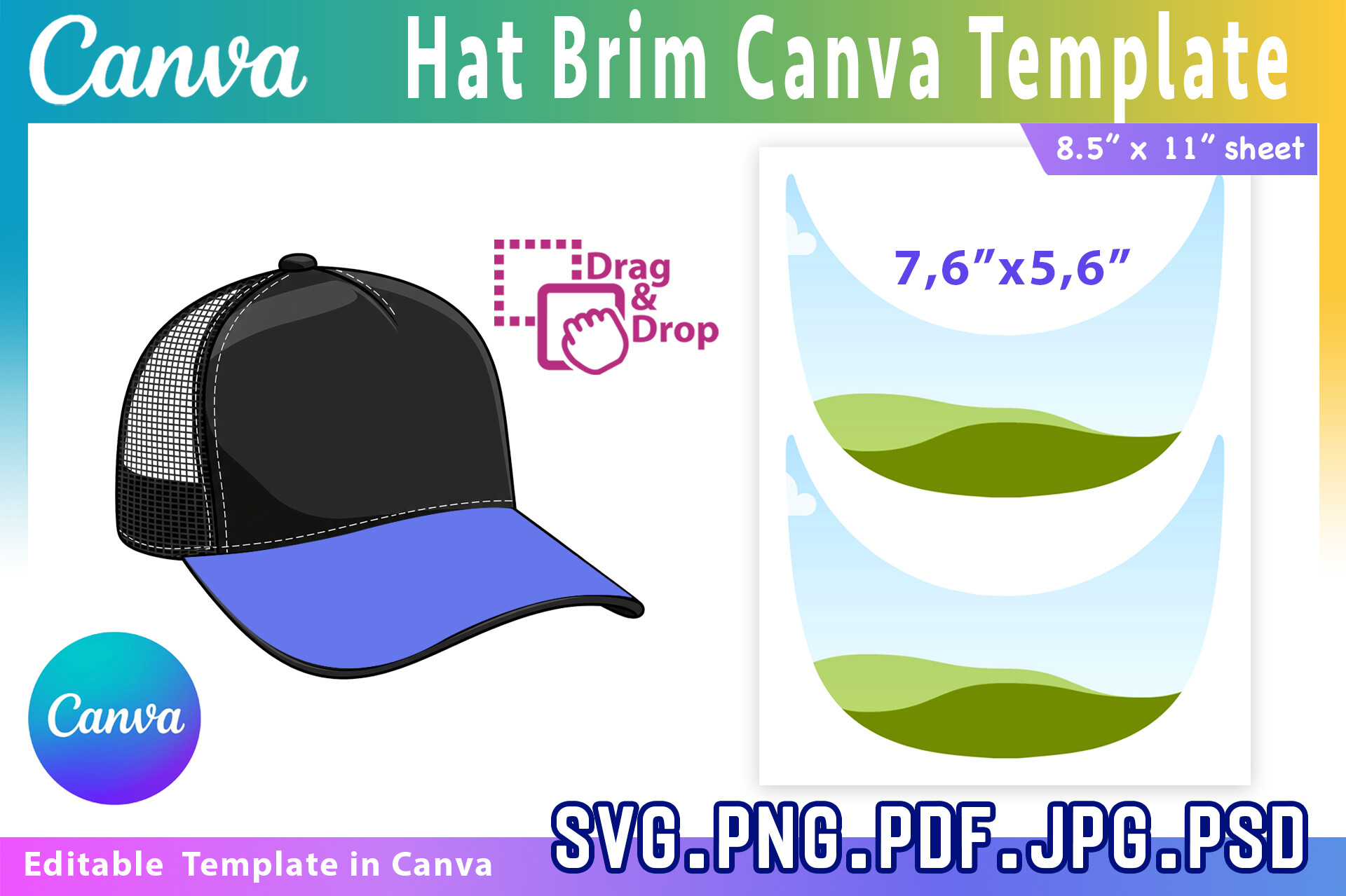 Hat Brim Template, Trucker Hat Template