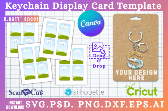 Keychain Display Card SVG Canva Template