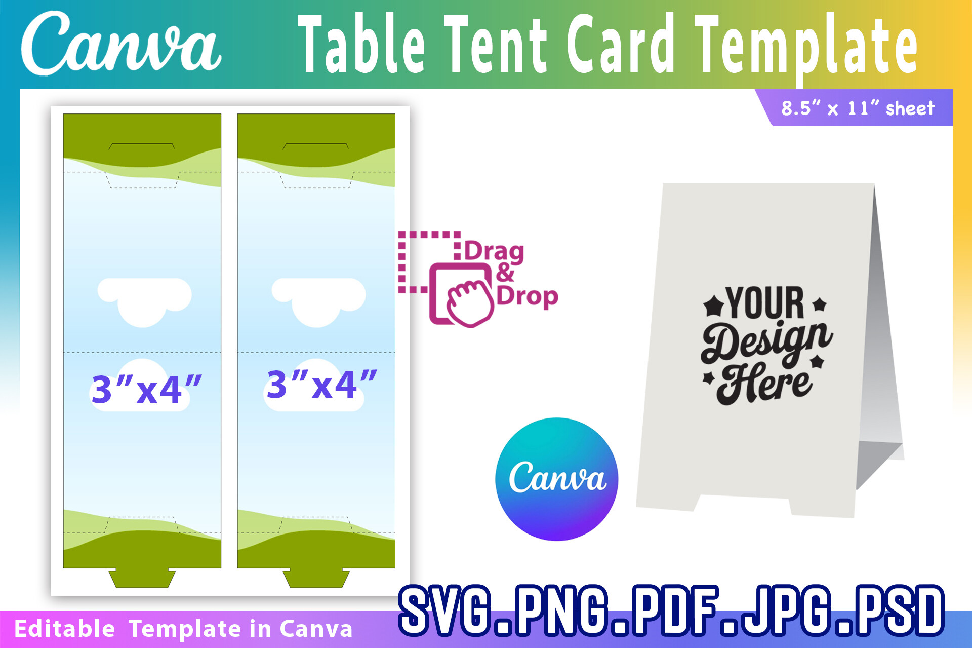 Table Tent Card Template Food Label Card