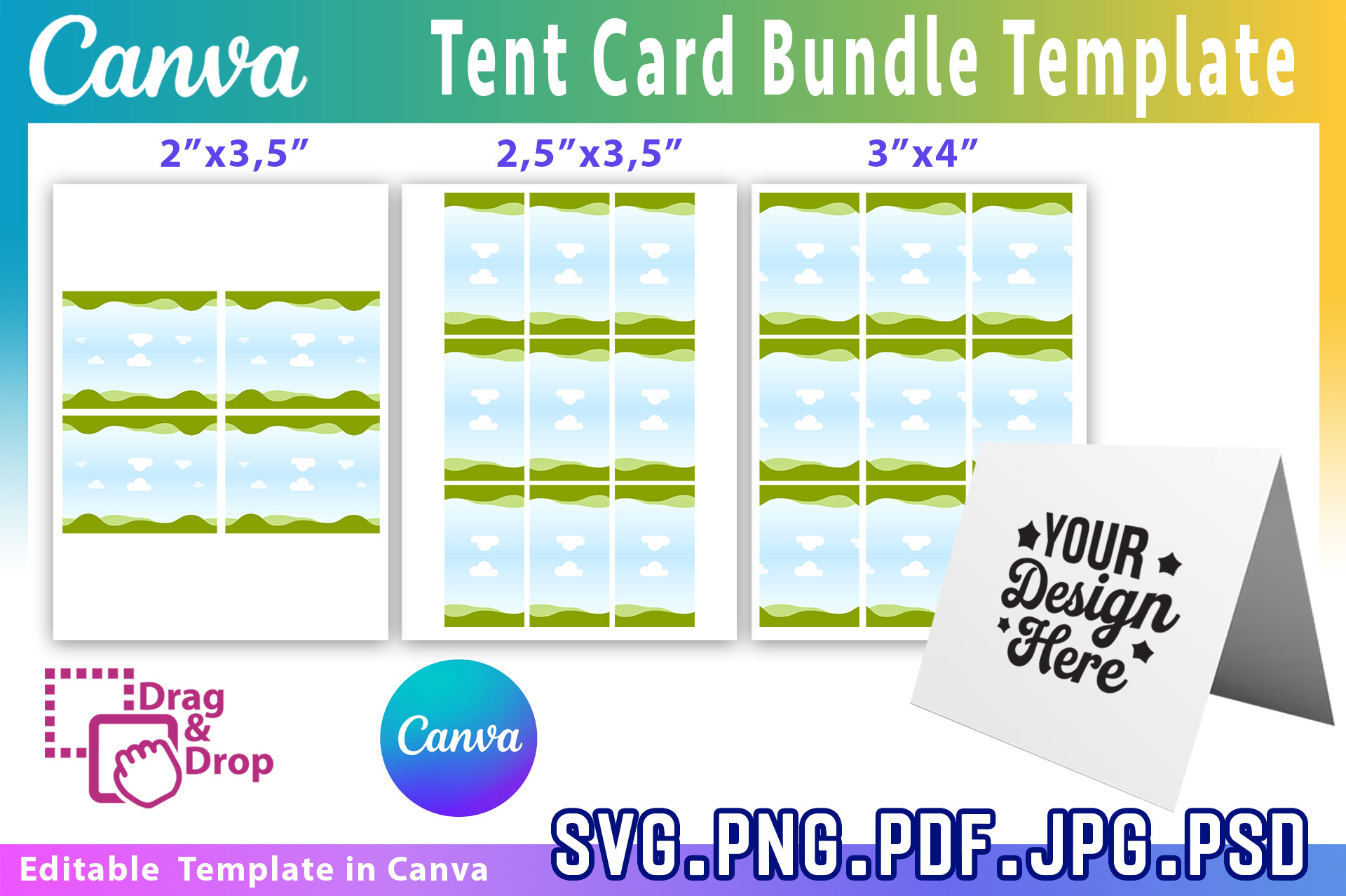 Tent Card Template Bundle,Place Card