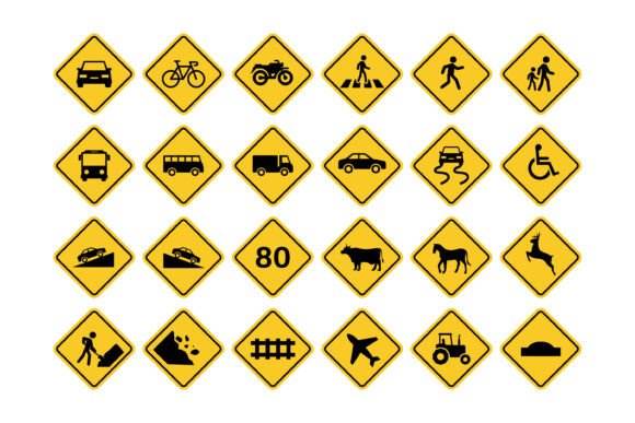 Various Traffic Warning Signs