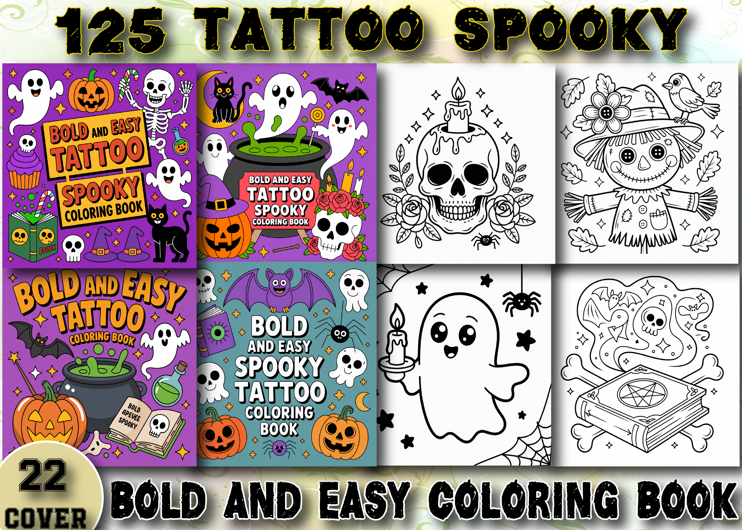Bold & Easy Tattoo Spooky Coloring Book