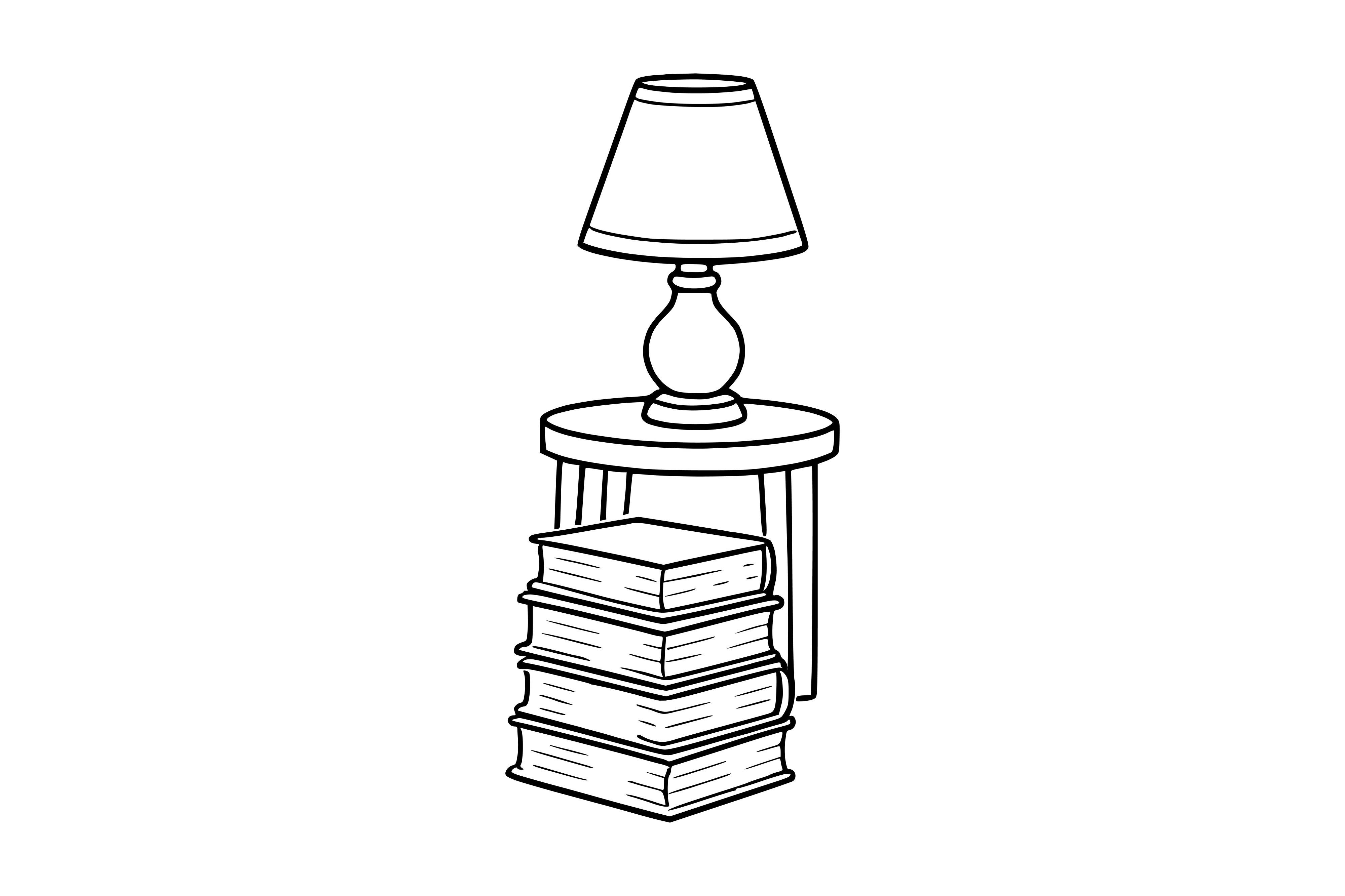 Cozy Desk Lamp with Book Stack Illustrat