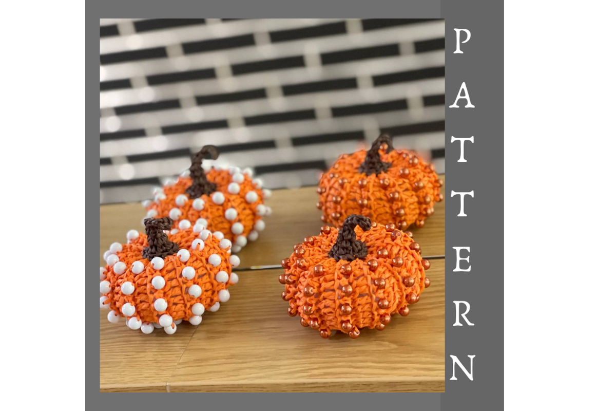 Crochet Pumpkin Pattern Decor with Beads