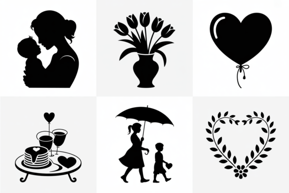 Mom and Baby Silhouette SVG Bundle Illustration Artisanat Par rabiulalam97677