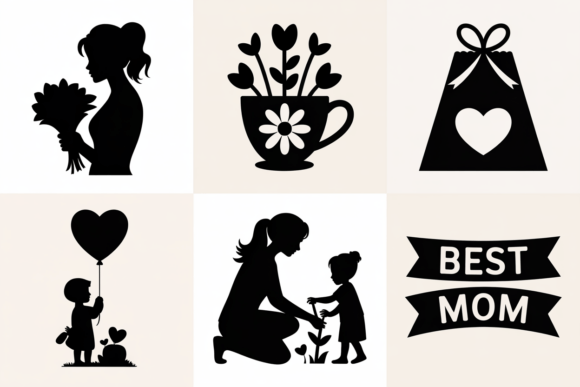 Mom and Child Silhouette SVG Bundle Graphic Crafts By rabiulalam97677