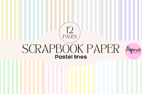 Pastel Vertical Lines Scrapbook Paper Grafik Druck-Vorlagen Von PaperiePrintsCo