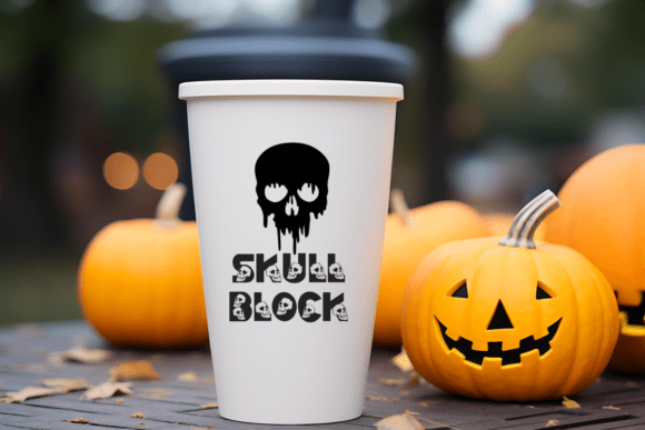 Skull Block Halloween Font PNG with transparent background - Preview 2