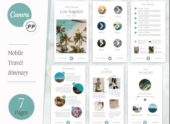 Travel Itinerary Template, Mobile Size
