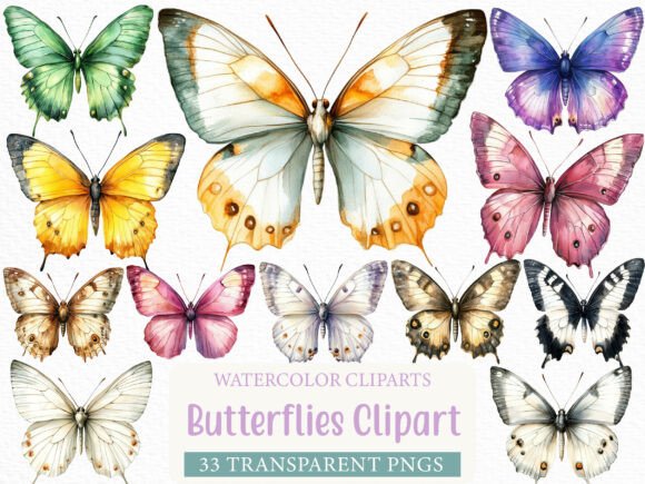 Watercolor Butterflies Clipart