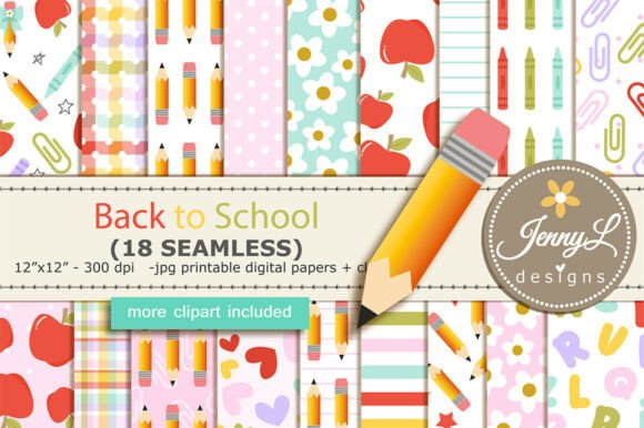 Back to School SEAMLESS Digital Papers
