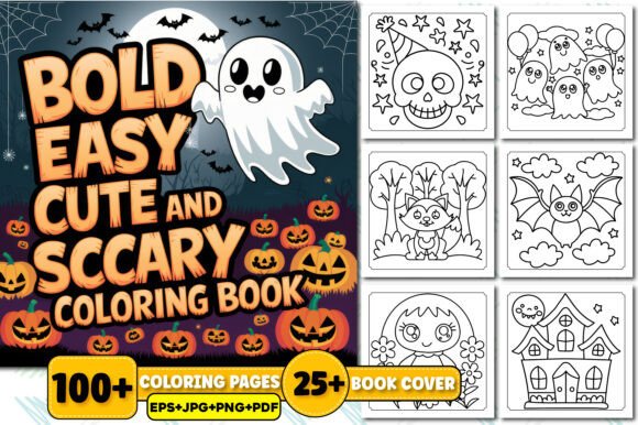 Bold & Easy Cute and Scary Coloring Book