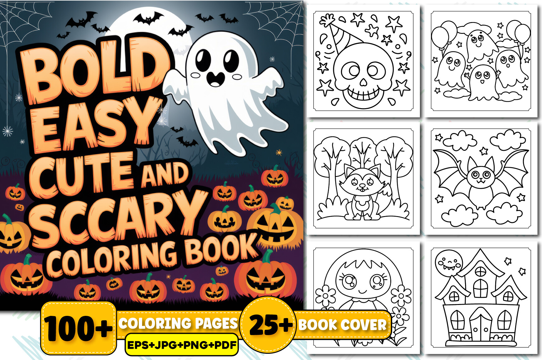 Bold & Easy Cute and Scary Coloring Book