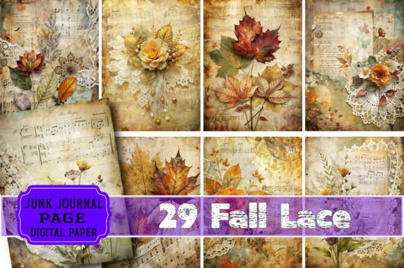 Fall Lace Junk Journal Pages