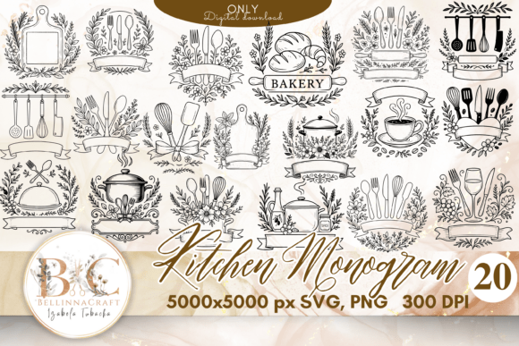 Kitchen Monogram Bundle SVG PNG