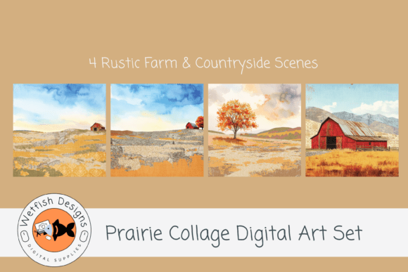 Prairie Collage Digital Art Set