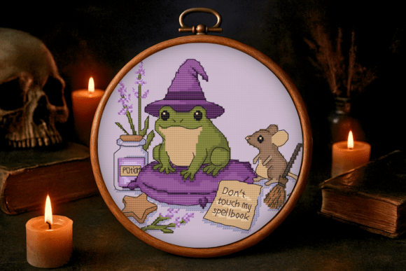 Witch's Familiar Frog Halloween Pattern