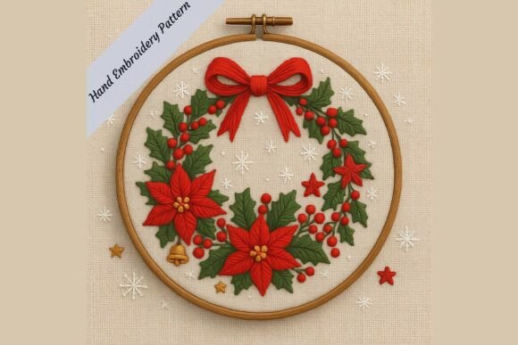 Christmas Wreath Hand Embroidery Pattern