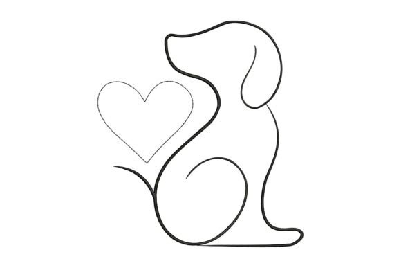 Cute Dog Heart Outline