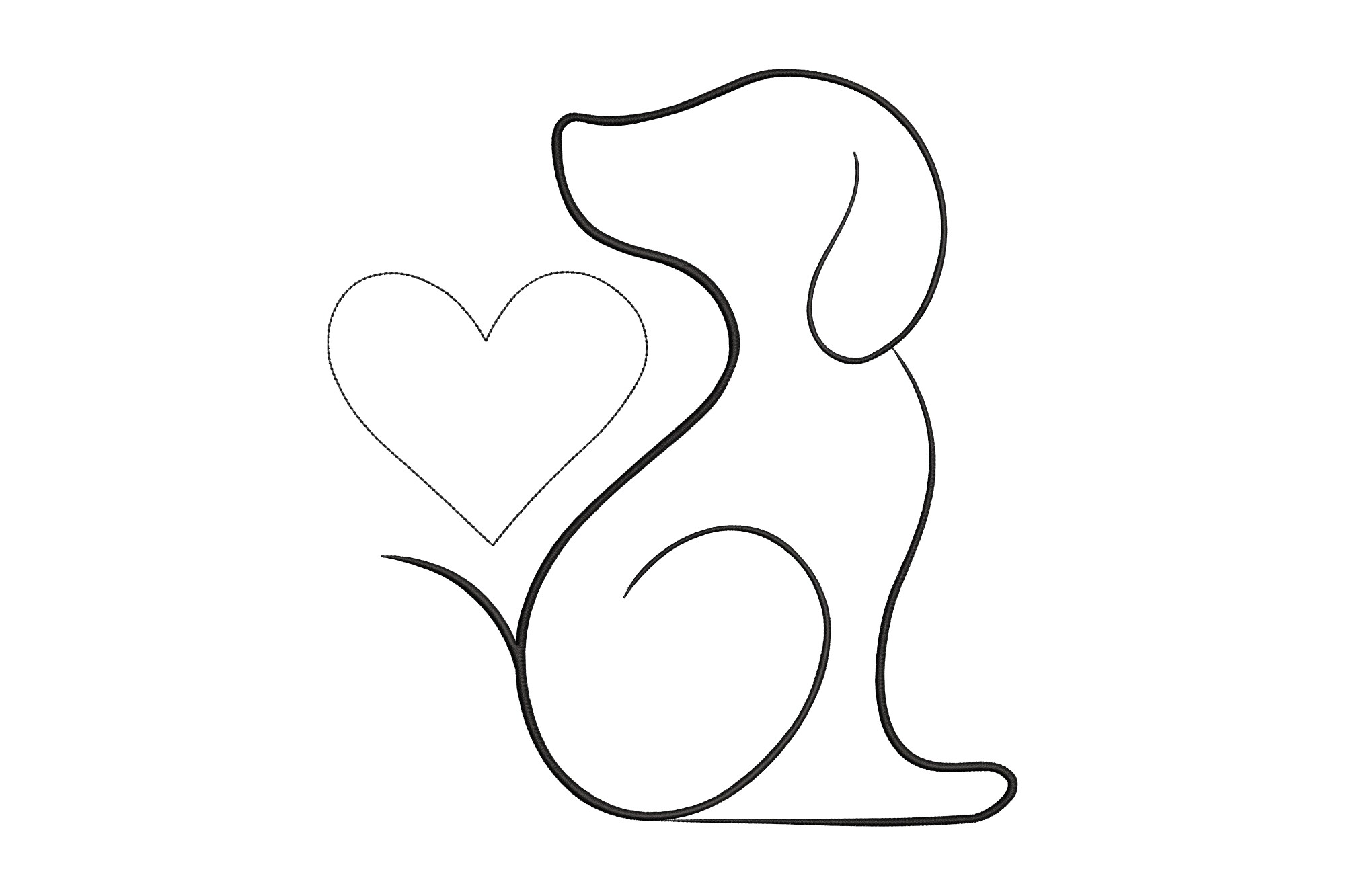 Cute Dog Heart Outline