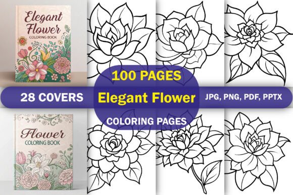 Elegant Flower Coloring Book