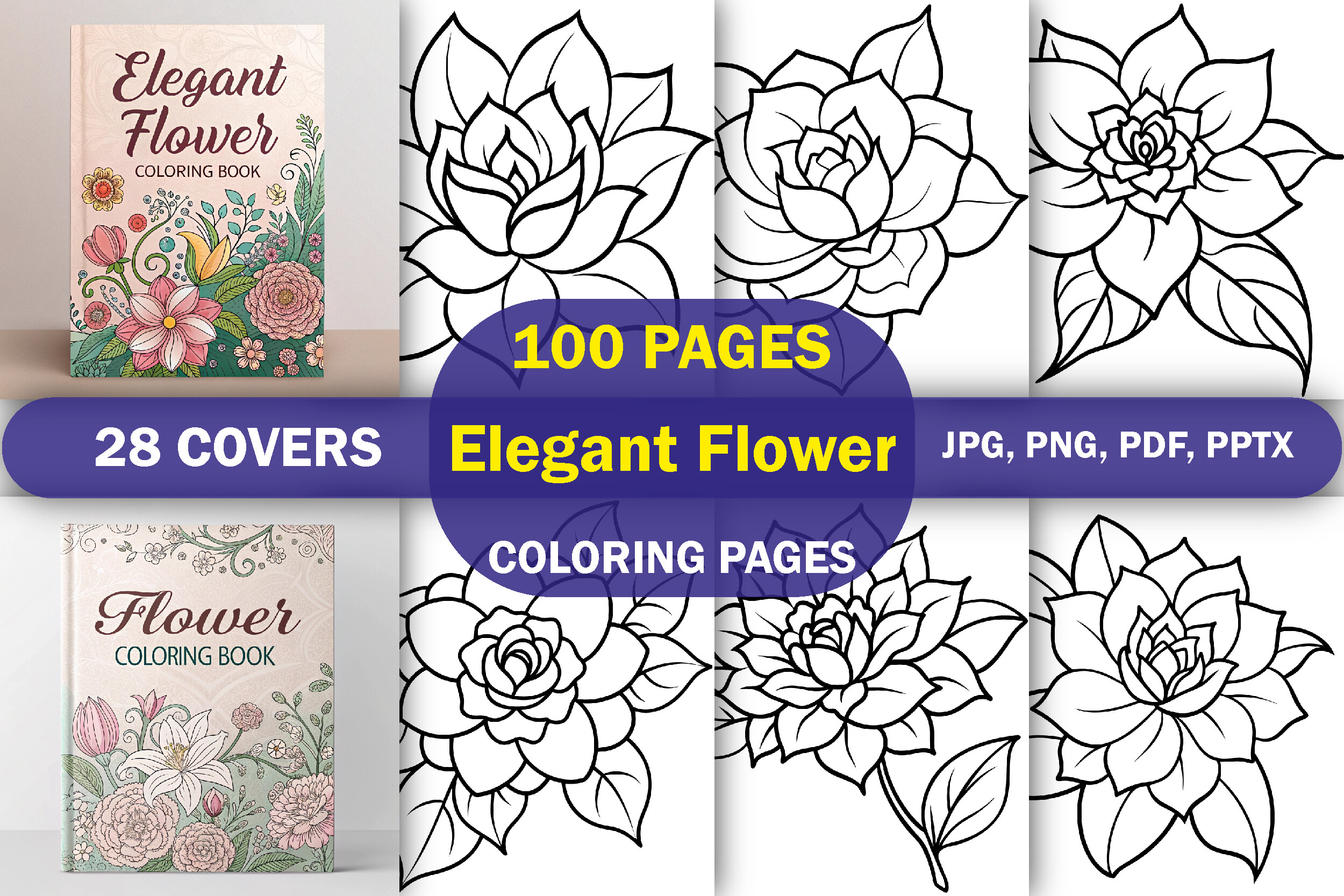 Elegant Flower Coloring Book