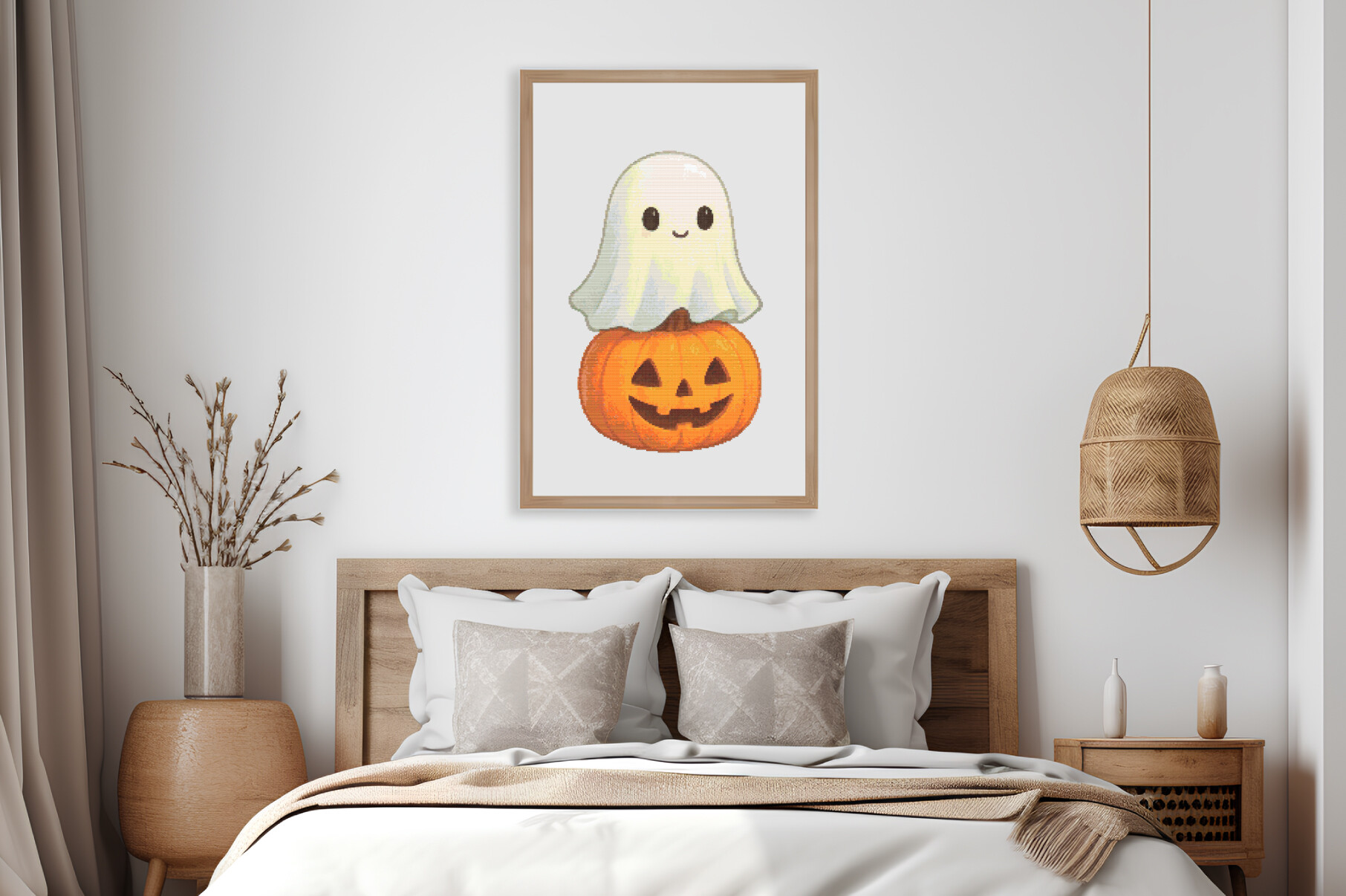 Halloween Pumpkin Perch Ghost