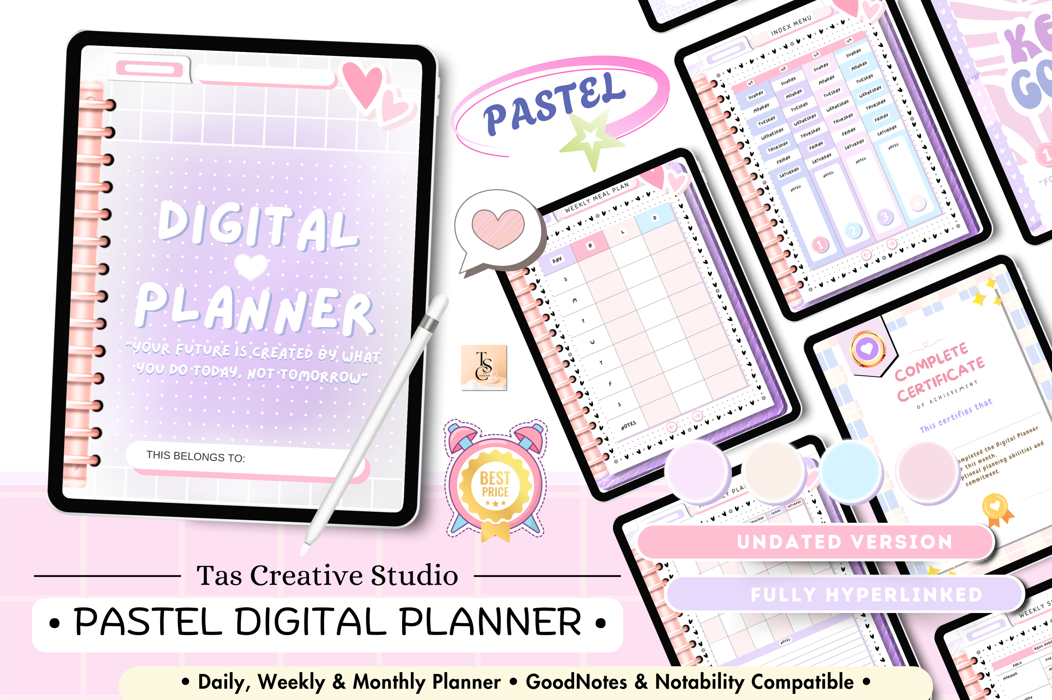 Portrait Purple Pastel Digital Planner